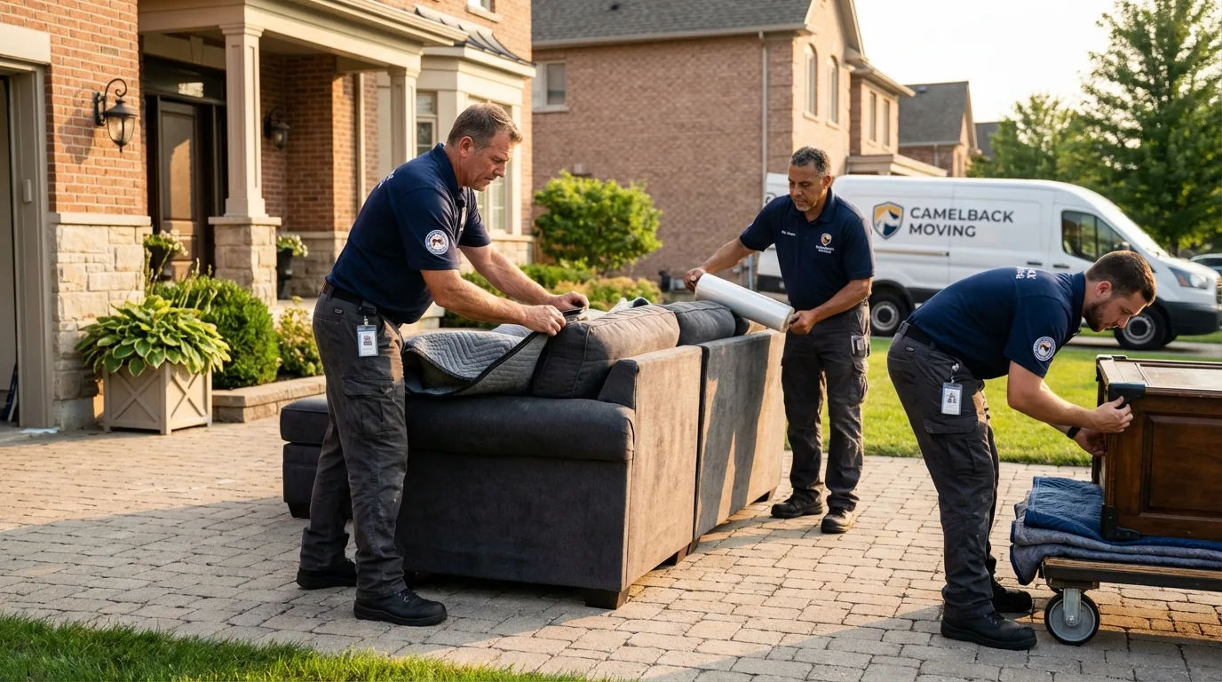 Large estate moving crew wrapping furniture in Missoula, MT