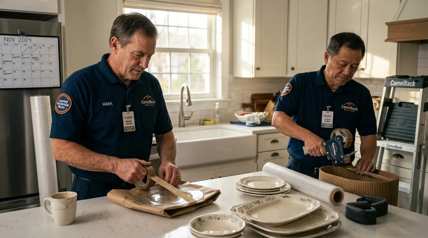 Professional crew packing kitchen dishware in Missoula, MT